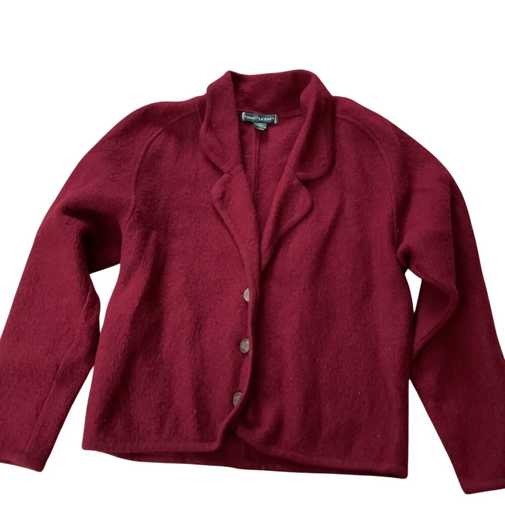Reed Hunter Women's Burgundy Wool Blazer Jacket Button Down Size L